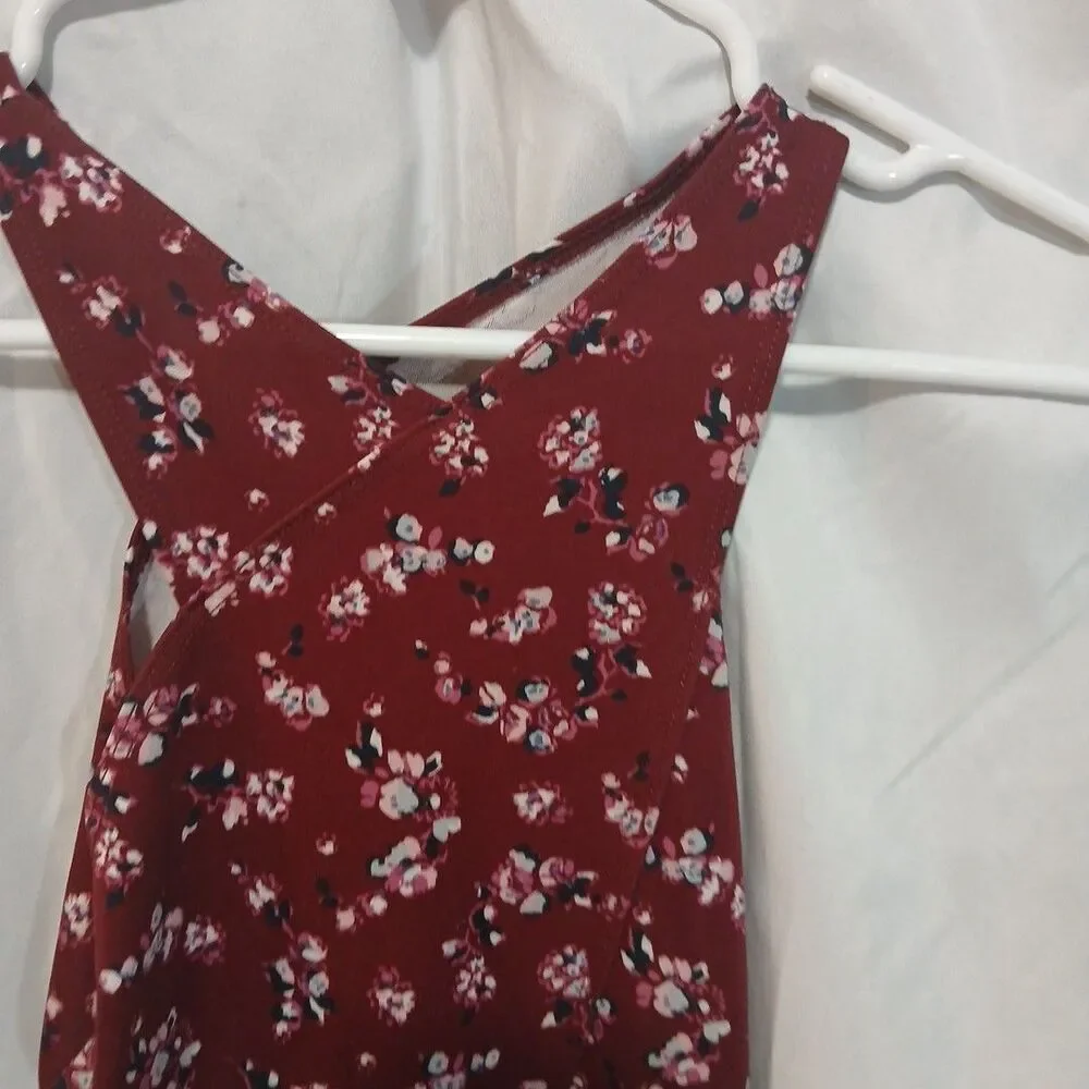 Abercrombie Kids Girls Maroon Floral print Holiday Dress, Sleeveless, Size 12